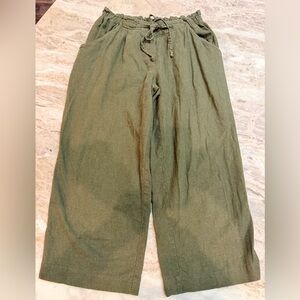 INGREDIENTS Linen Blend Pants Olive Green | Drawstring Elastic Waist 8